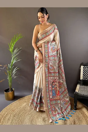 all about you Kalamkari Silk Blend Tussar Saree