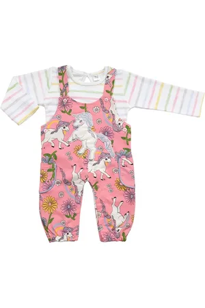 Babys Day S Infants Girls Printed Cotton Dungaree With T-Shirt