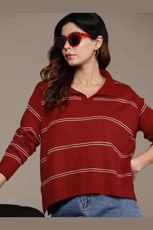 Roadster The Lifestyle Co. Shirt Collar Striped Pullover