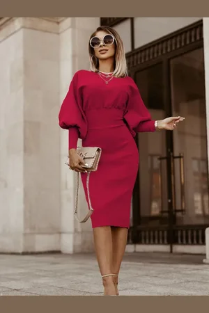 DressBerry Puff Sleeve Sheath Dress