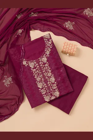 Koskii Floral Embroidered Sequinned Unstitched Dress Material