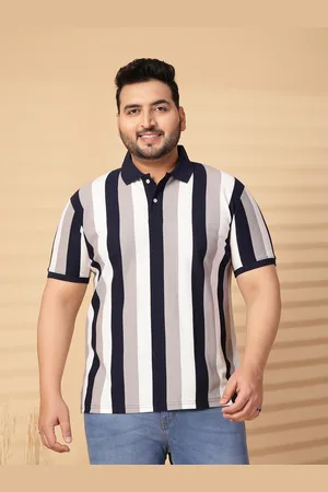 Pluss Men Striped Polo Collar Cotton T-shirt