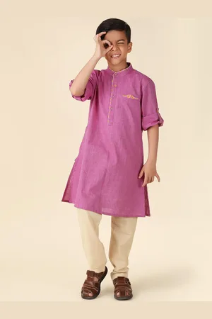 Fabindia Boys Band Collar Cotton Kurta