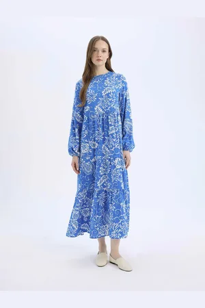 DeFacto Floral Print A-Line Midi Dress