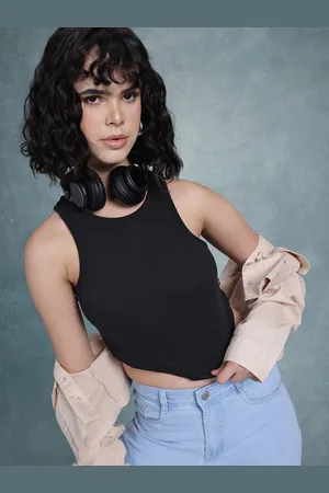 Roadster The Life Co. Ribbed Asymmetric Crop Tank Top