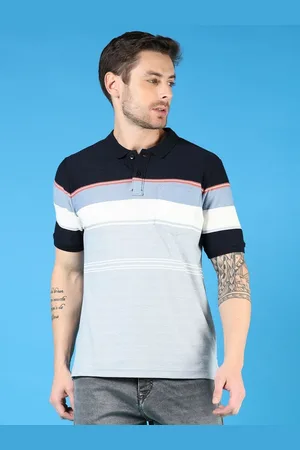 V-Mart Men Striped Polo Collar Pockets T-shirt