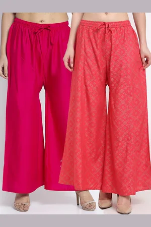 Jinfo Women Pack of 2 Flared Knitted Ethnic Palazzos