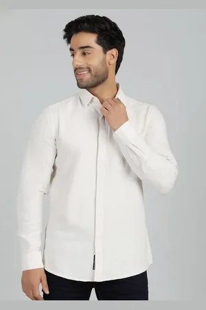 JADE BLUE Men Slim Fit Spread Collar Solid Cotton Casual Shirt