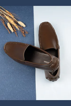 Highlander Men Brown Textured Driving Shoes