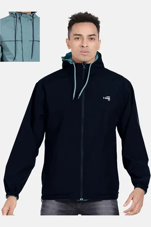 T-BASE Men Hooded Reversible Rain Jacket