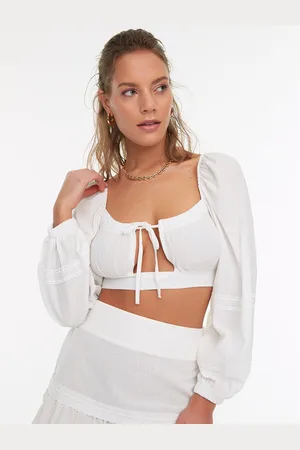 Trendyol Women White Fitted Crop Top