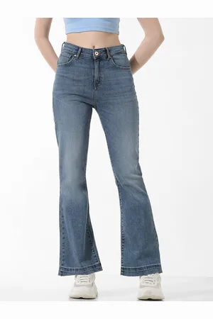 ONLY Women Flared Loose Fit High-Rise Light Fade Stretchable Jeans