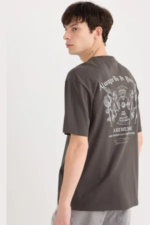 DeFacto Men Typography Printed Raw Edge T-shirt