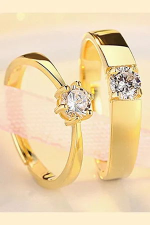 DressBerry Set Of 2 Gold-Plated Stone Studded Finger Ring