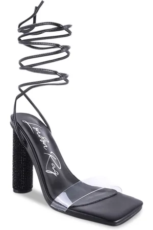 London Rag Black PU Party Block Pumps