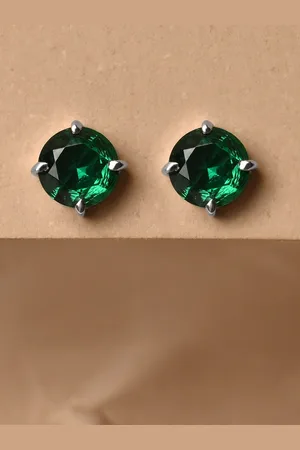 CLARA Rhodium-Plated Sterling Silver Circular Cubic Zirconia Studded Studs
