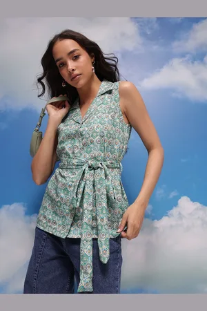 Corsica Printed Shirt Style Top with Belt