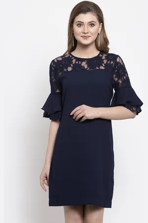 Gipsy Women Navy Blue Self Design Sheath Dress