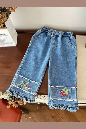 LULU & SKY Girls High-Rise Highly Distressed Light Fade Jeans