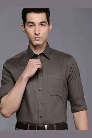 Louis Philippe Men Charcoal Grey Slim Fit Textured Formal Shirt