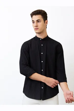 SPYKAR Men Band Collar Vertical Striped Cotton Casual Shirt