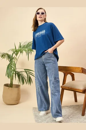 Mast & Harbour Women Printed Drop-Shoulder Sleeves T-shirt
