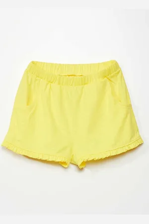 KIABI Girls Solid Cotton Mid-Rise Shorts