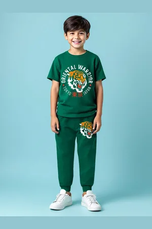 HERE&NOW Boys Graphic Printed T-shirt & Track Pant Set