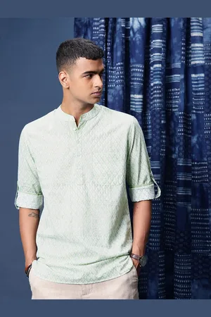 Taavi Men Floral Block Printed Straight Kurta