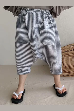 LULU & SKY Unisex Kids Striped Tapered Fit High-Rise Trousers