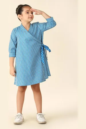 Fabindia Girls Striped Cotton A-Line Dress