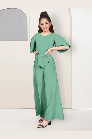 YK Girls Round Neck Basic Jumpsuit