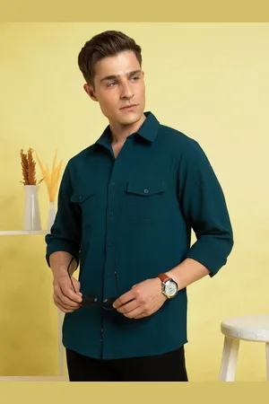 Dennis Lingo Men Cotton Blend Relaxed Fit Solid Textured Textured Shirts