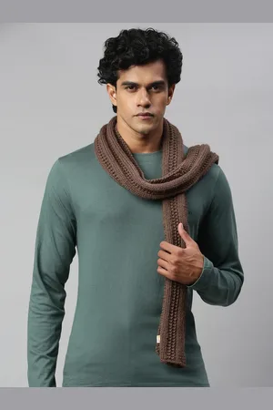 Magic Needles Unisex Brown Self-design Scarf