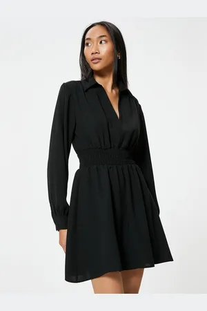 Koton Women Shirt Collar Cuffed Sleeves Fit & Flare Dress