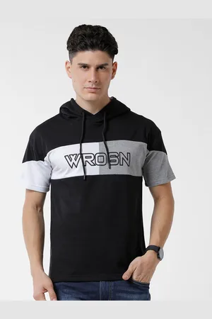 WROGN Men Colourblocked Slim Fit Cotton T-shirt
