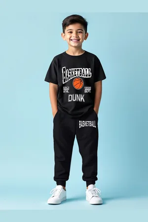 HERE&NOW Boys Graphic Printed T-shirt & Track Pant Set