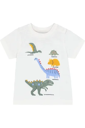 Mothercare Boys White Dinosaurs Printed Round Neck T-shirt