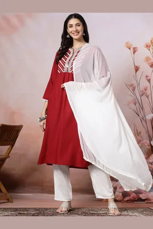 Lakshita Women Ethnic Motifs Embroidered Regular Thread Work Kurta with Trousers & With Dupatta