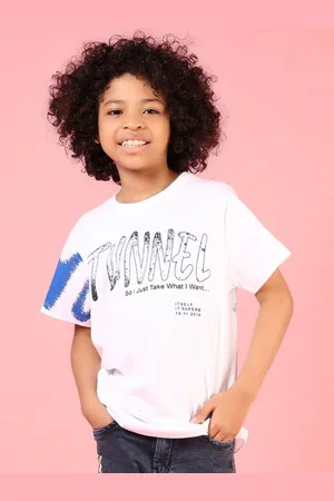 V-Mart Boys Printed Raw Edge T-shirt