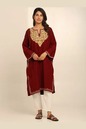 CRAFTBAZAR Women Floral Embroidered Keyhole Neck Kurta