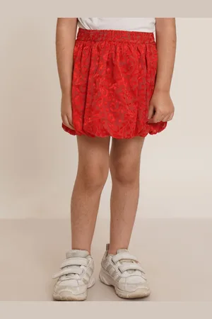 Creative Girls Printed Velvet Balloon Mini Skirt