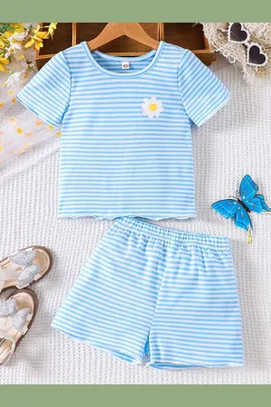 LULU & SKY Girls Striped T-shirt with Shorts