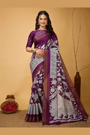 HERE&NOW Kalamkari Zari Pure Cotton Kanjeevaram Saree