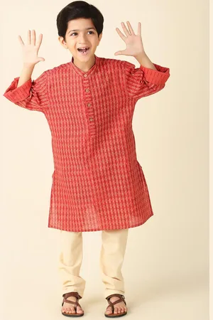 Fabindia Boys Geometric Printed Cotton Straight Kurta