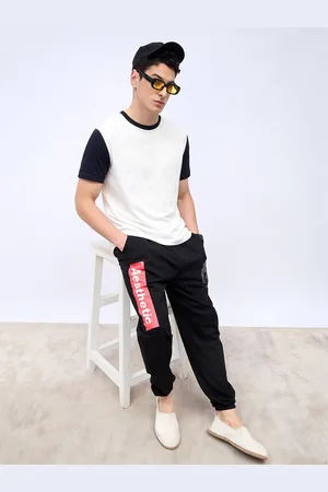 Styli Men Oversized Varsity Printed Elasticated Hem Joggers