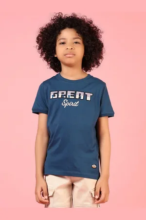 V-Mart Boys Printed Extended Sleeves Applique T-shirt