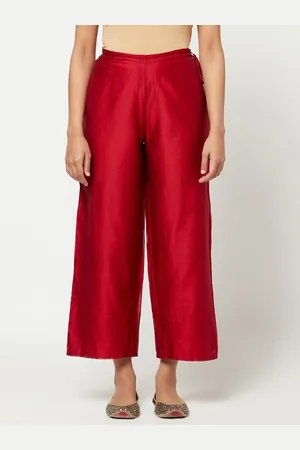 Fabindia Women Maroon Ethnic Cotton Nagri Palazzos
