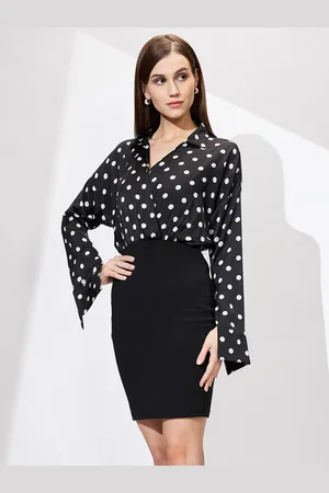 Globus Polka Dot Print Satin Formal Bodycon Mini Dress