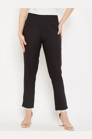 CANTABIL Women Mid Rise Cropped Cigarette Trousers